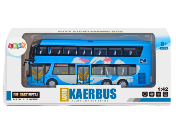 Double-decker Tour Bus 1:42 Metal Lights Blue - Image 3