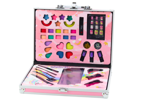 Beauty Set in a Suitcase Eyeshadow Brushes Nail Polish Pink - Image 2