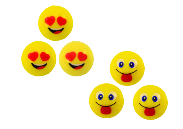 Emoji Yellow Rubber Balls Set 6 Pcs - Image 2