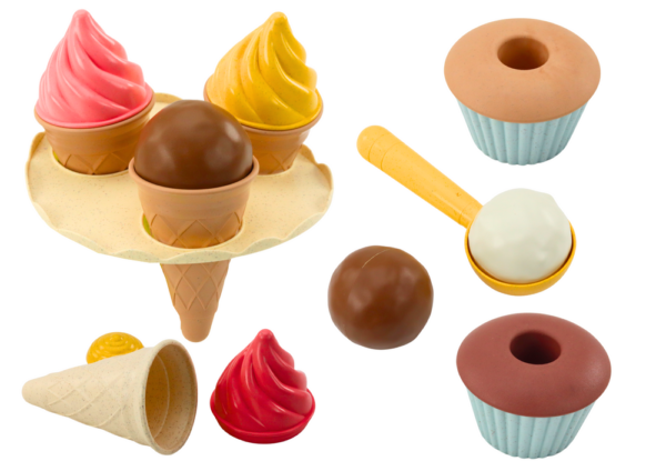 Sand Set Ice Cream Wafers Cupcakes Spoon 16 El