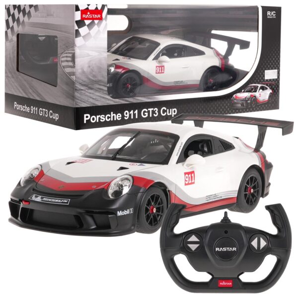 Licencirani auto na daljinsko upravljanje 1:14 Porsche 911 GT3 CUP RASTAR - crno/bijeli - Image 8