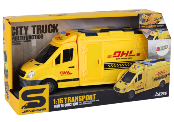 Delivery Car 1:16 Friction Drive Opening Doors Lights Yellow Sounds - Image 5