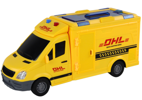 Delivery Car 1:16 Friction Drive Opening Doors Lights Yellow Sounds - Image 2