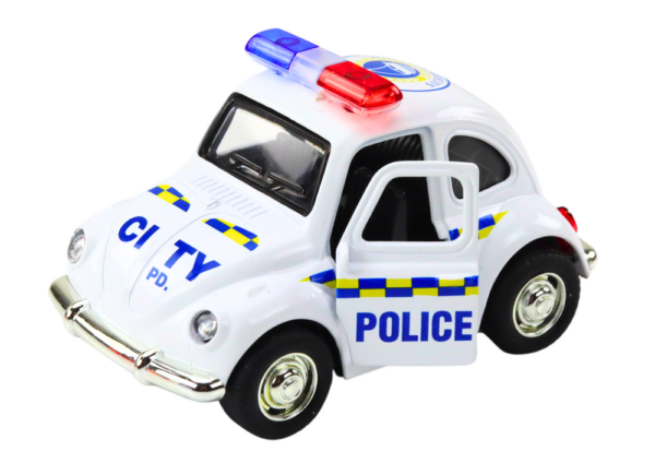 Classic Police Car 1:38 Drive Lights Sounds White - Image 2