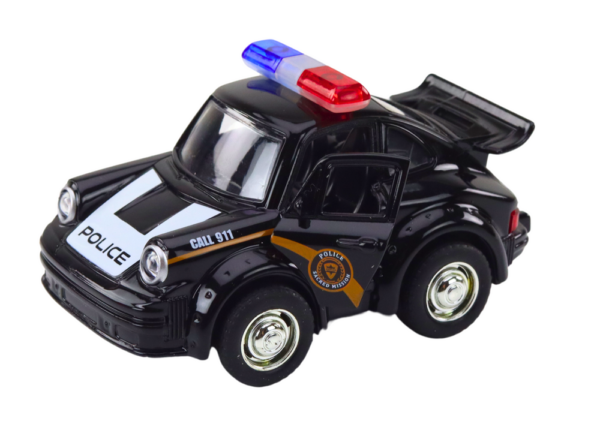 Classic Police Car 1:38 Drive Lights Sounds Black - Image 2