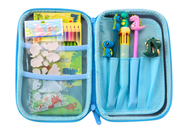 School Pencil Case with Dinosaur Blue Accessories - Image 2