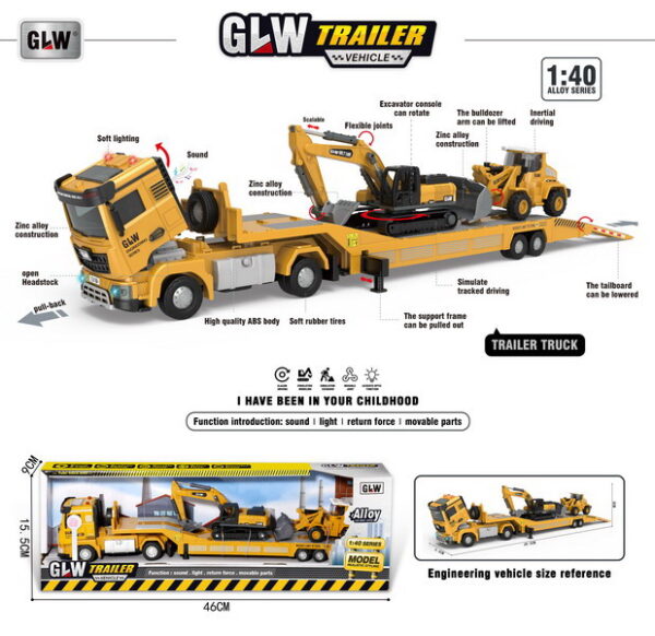 Construction Vehicle Set with Tow Truck