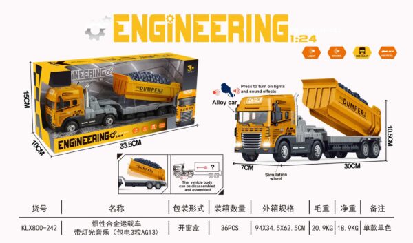 Construction Vehicle Tipper with Lights and Sounds Function