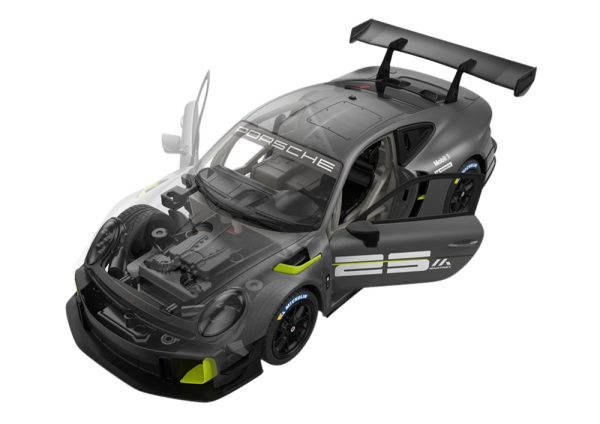 Licencirani auto na daljinsko upravljanje i sastavljanje Rastar 1:18 Porsche 911 GT2 - siva - 68 elemenata - Image 2