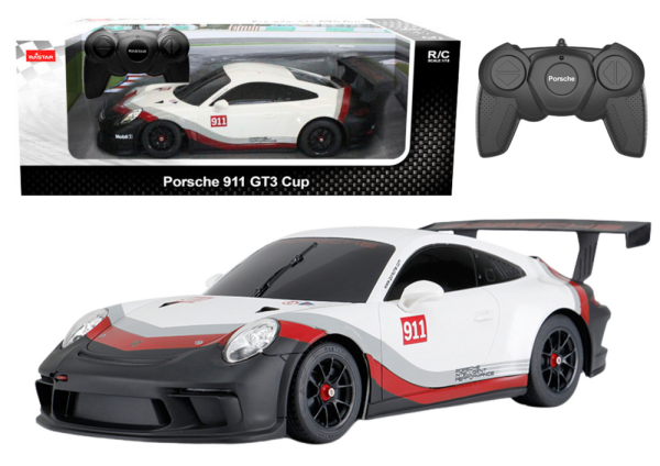 Licencirani auto na daljinsko upravljanje 1:18 Rastar Porsche 911 GT3 - bijelo/sivi