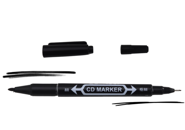 Set of Double-Sided Waterproof Markers for CDs Black 10pcs. - Image 3