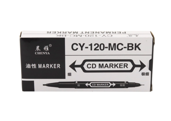 Set of Double-Sided Waterproof Markers for CDs Black 10pcs. - Image 4