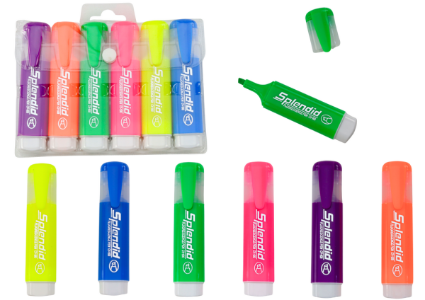 Highlighter Pen Set Pastel Colors 6pcs.