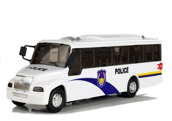 Policijski autobus za igru Cast sa svijetlećim efektima - bijeli - Image 2