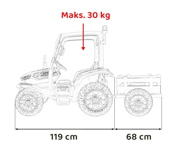 Traktor na akumulator s prikolicom BLAST - crveni - Image 31