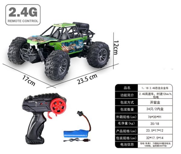 Buggy na daljinsko upravljanje DINO Crawler 1:18 R/C - zeleni