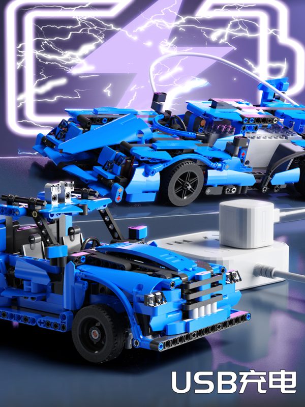 Vehicles Building Blocks Set 638pcs Blue - Image 2