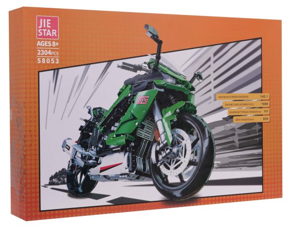 Sports Motorcycle Building Blocks Set Green 2304pcs. - Image 6