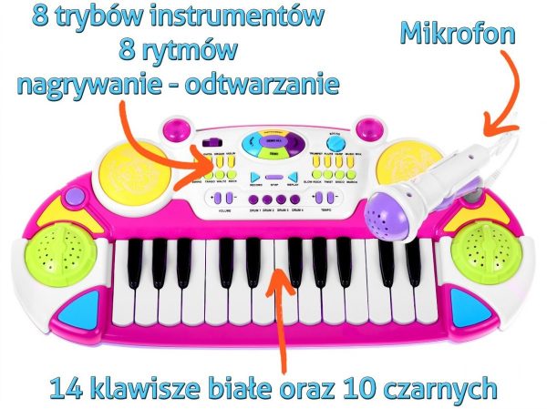 Dječji klavir "2 Octave" - rozi - Image 4