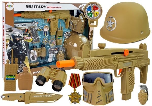 Vojnički set za igru - vojno oružje s maskom, Kaciga, Zvuk granate