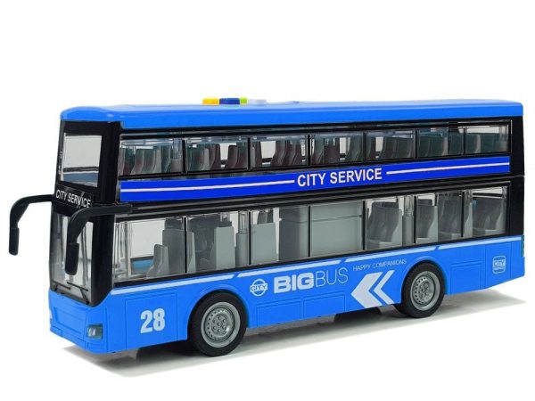 Double-decker Bus with Friction Drive Sound Lights 1:16 Blue - Image 2