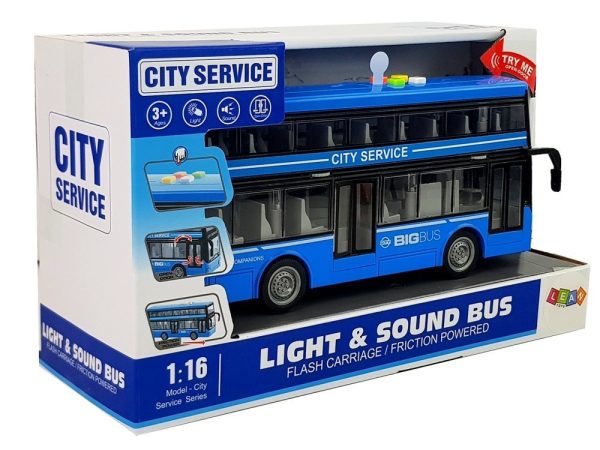 Double-decker Bus with Friction Drive Sound Lights 1:16 Blue - Image 4