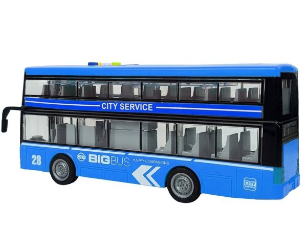 Double-decker Bus with Friction Drive Sound Lights 1:16 Blue - Image 3