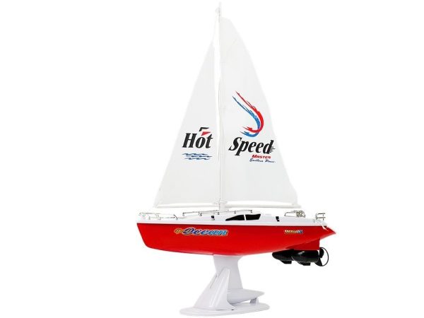 Remote Controlled Sailboat 50 cm Remote Controlled Rudder 27 Mhz 15 km/h Red - Image 2