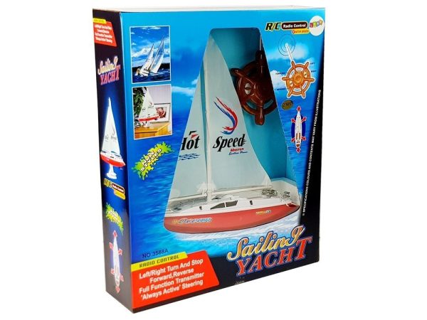 Remote Controlled Sailboat 50 cm Remote Controlled Rudder 27 Mhz 15 km/h Red - Image 7