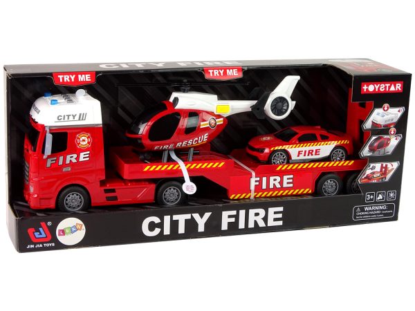 Fire Brigade Set Truck Helicopter Sound Lights - Image 7