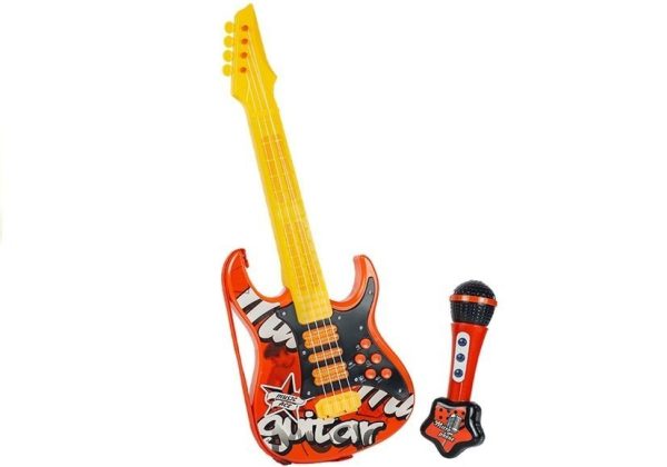 Dječja električna gitara sa cool mikrofonom Star - crvena - Image 2