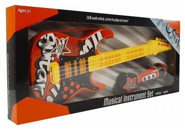 Dječja električna gitara sa cool mikrofonom Star - crvena - Image 5