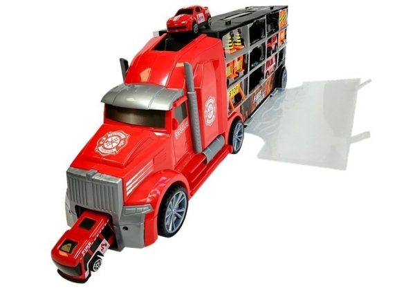 Fire brigade truck Sorter Suitcase with cars Helicopter Red - Image 2