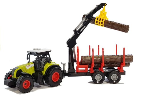 Tractor and forest trailer with wood - Image 3