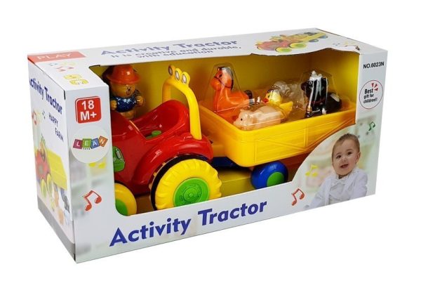 Tractor with a trailer, animals for babies on batteries with sound - Image 5