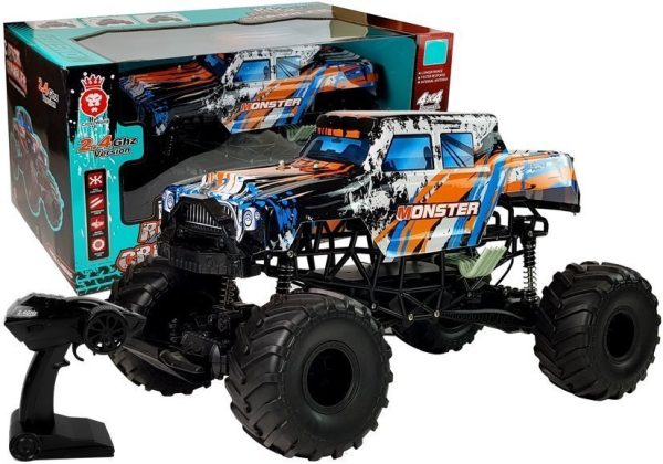 Buggy na daljinsko upravljanje Monster X 2.4G 4x4 57cm - narančasto/plavi