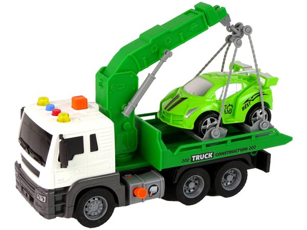 Car Transporter Roadside Assistance Tow Truck 1:16 Green Sound Lights - Image 2