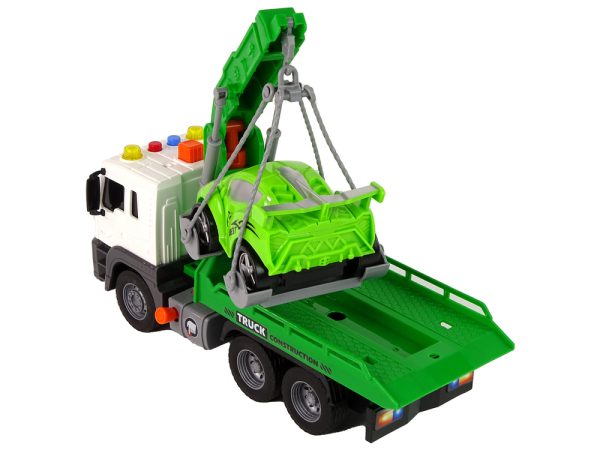 Car Transporter Roadside Assistance Tow Truck 1:16 Green Sound Lights - Image 3