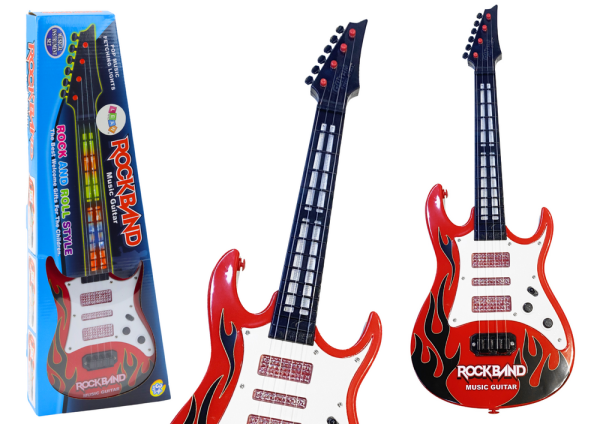 Dječja električna gitara "Rock Band" sa melodijama - crvena