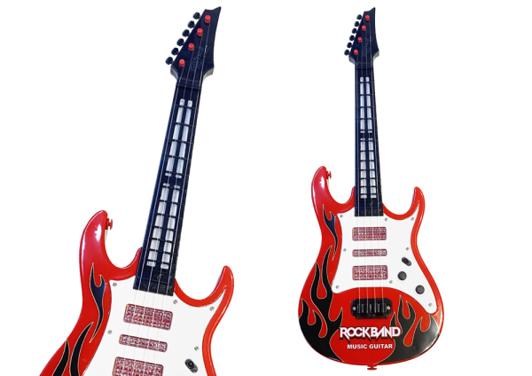 Dječja električna gitara "Rock Band" sa melodijama - crvena - Image 2