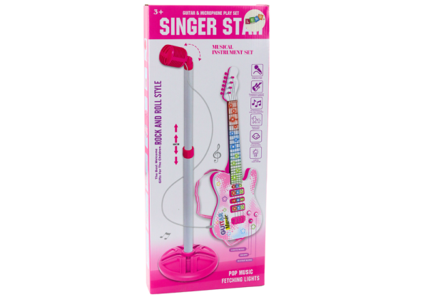 Dječja električna gitara s mikrofonom "Singer Star Q" - roza - Image 3