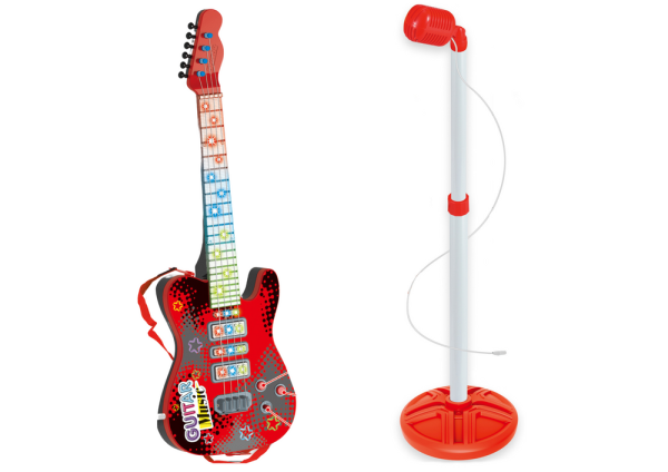 Dječja električna gitara s mikrofonom "Singer Star" - crvena - Image 2