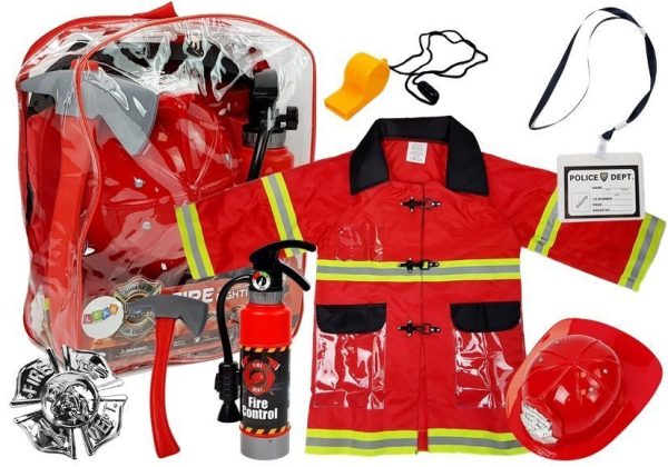 Vatrogasna oprema "Bal" sa kacigom i dodacima - crveni