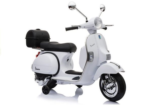 Vespa Scooter Electric Ride On Motorcycle - White - Image 5