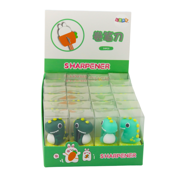 Sharpener for thin pencils, school, office, dinosaur, green - Slika 3