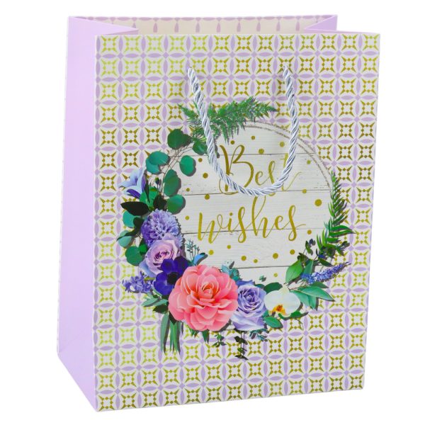 Gift Bag Patterns Flowers Best Wishes 23 x 18 x 10.5 cm - Slika 4