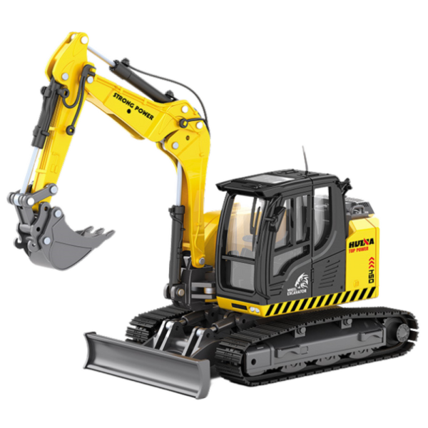 Crawler Excavator With Bulldozer Metal Huina Yellow 1:50 - Slika 2