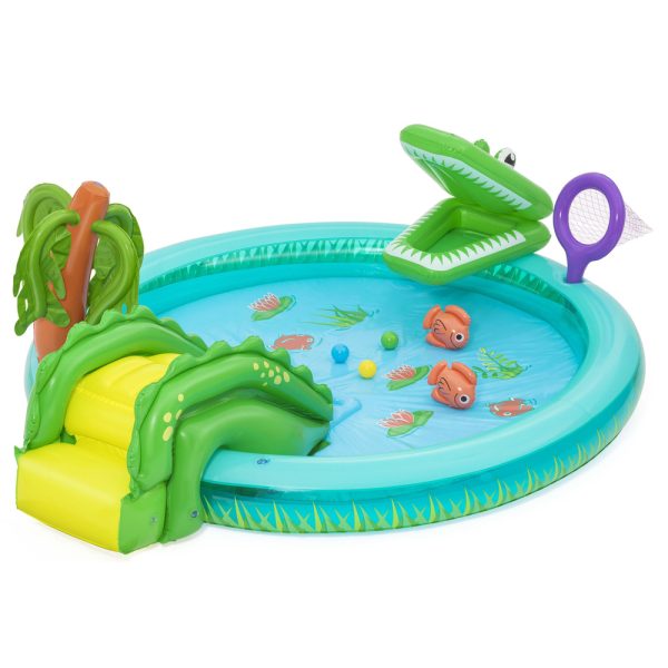 Igralište na napuhavanje Crocodile 224 x 181 x 72 cm Bestway 53166 - zeleno/plavi - Slika 2
