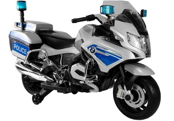 Licencirani motor na akumulator BMW Police PRO - sivo/plavi
