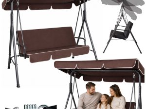 Vrtna ljuljačka za 3 osobe sa 2 jastuka/madraca Cushions – smeđa